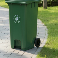 Poubelle à roulettes en plastique vert YTS de 240 L pour extérieur, conteneur à déchets rectangulaire avec couvercle pour ferme, verger, jardin, assainissement