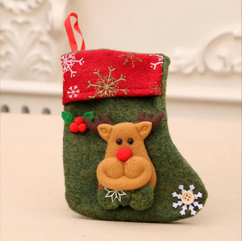 Calcetín navideño rojo y blanco, calcetines, regalos, bolsa colgante de caramelo, decoración, cable rojo y verde, calcetín navideño tejido, Navidad