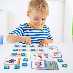 Jouet éducatif Hoye Crafts, cartes flash anglaises, jouet de lecture pour enfants, lettres en bois, jeu d'apprentissage, jeu de mots éducatifs, jeu d'<span class=keywords><strong>orthographe</strong></span> - Product Image 3