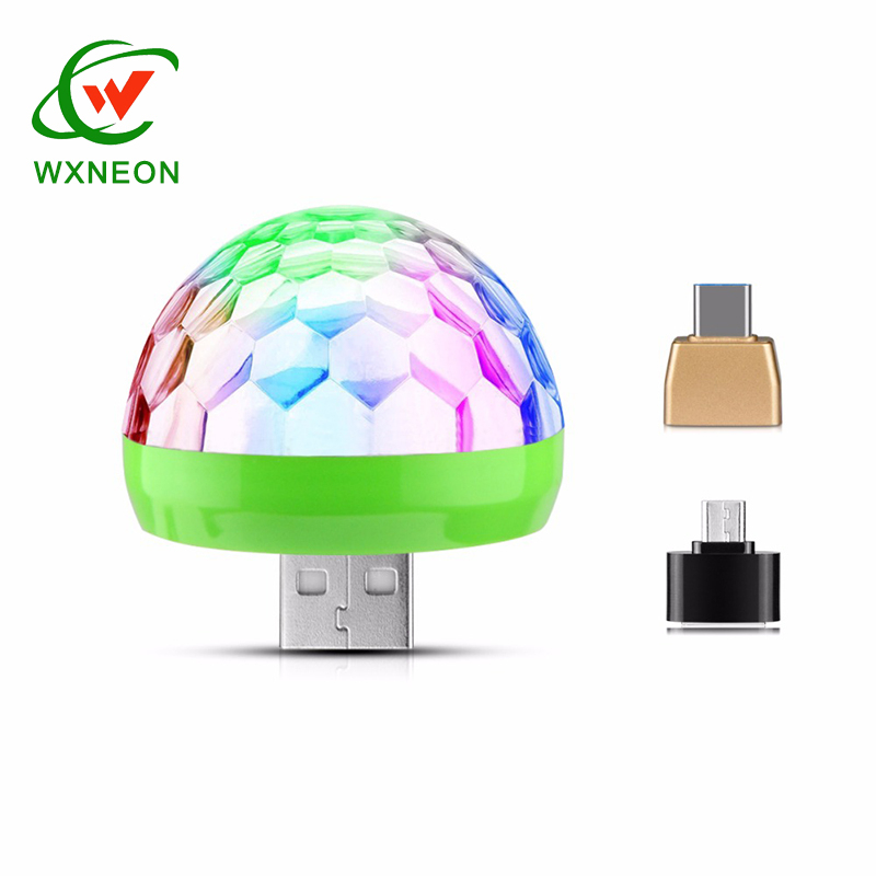 RGB Led Stage Light Bulb Party Sound Control Mini USB Magic Ball Disco DJ Light Portable
