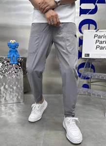 Pantalones Casuales <span class=keywords><strong>de</strong></span> <span class=keywords><strong>Verano</strong></span> para <span class=keywords><strong>Hombre</strong></span>, Finos, Suaves, Elásticos, con Cordón en la Cintura, Color Sólido, Bolsillo con Apliques, Estilo Coreano, Gris, Negro, Pantalones <span class=keywords><strong>de</strong></span> <span class=keywords><strong>Trabajo</strong></span> para <span class=keywords><strong>Hombre</strong></span> - Product Image 3
