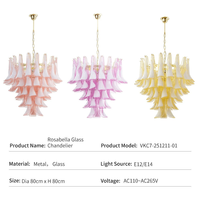 Lustre de luxe de style européen en verre de Murano couleur ambre pétale pour salon, couloir, entrée, escalier