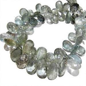 Collier de perles de morganite en forme de poire, facettées, en aquamarine naturelle, 9 pouces de long - Product Image 1