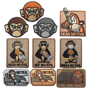 环保钩环涤纶帆布补丁刺绣袋设计 -- 猴子别看不听不说 - Product Image 1