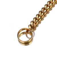 Ошейник-цепочка для собак Collar 001 Cubain, 14 мм, из новой нержавеющей стали, с покрытием из 18-каратного золота, для дрессировки, ошейник-ожерелье для домашних животных