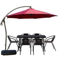 Ensemble de table et chaises en fer forgé 5 pièces pour extérieur avec parasol, design minimaliste et moderne pour jardin, patio, balcon