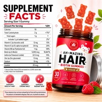 Produits de beauté transfrontaliers sur mesure, gommes à mâcher multivitaminées à la biotine, fonctionnelles pour la santé, favorisant la croissance des cheveux, véganes, sans sucre ajouté