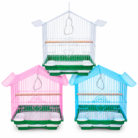 Cage à oiseaux en gros avec perchoir et mangeoire, cage portable en fil métallique pour perruche, canari, pinson, agapornis