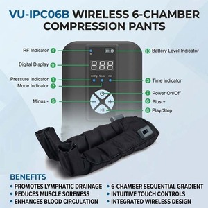 Système <span class=keywords><strong>de</strong></span> massage par compression <span class=keywords><strong>d</strong></span>'air à six chambres sans fil pour la physiothérapie <span class=keywords><strong>et</strong></span> la récupération, pantalon <span class=keywords><strong>de</strong></span> pressothérapie pour athlètes - Product Image 4