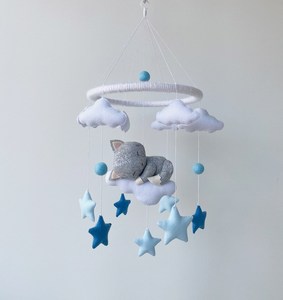 Mobile à suspendre pour bébé, jouet bébé, style boho, nordique, animaux, chaton, chat, chaton, nouveau-né, décoration musicale pour enfants, berceau - Product Image 3