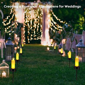 ALECTER Solar Flickering LED Candle <b>Lights</b> IP65 Waterproof Flameless <b>Light</b> Outdoor Decor <b>for</b> Lawn Yard <b>Pathway</b> Wedding Garden - Product Image 5