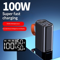 Banco de Energía de Alta Potencia de 30000mAh y 100W PD con Carga Rápida, Entrada Tipo-C y USB para Carga Simultánea de Dispositivos Móviles