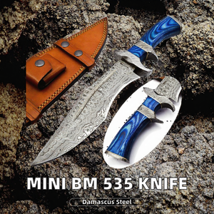 Mini BM N-535 Cuchillo Plegable de Acero de Damasco con Mango de Madera, Hoja de Punta Caída Personalizada OEM para Cuchillos de Bolsillo Tácticos de Camping - Product Image 2