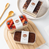 Boîte à Dessert Tiramisu Transparente en Gros, Contenant Carré en Plastique PS Transparent pour Gâteaux, Emballage pour Pâtisseries avec Couvercle