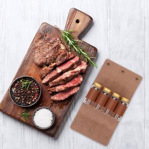 Camping Spice <b>Kit</b> PU Leather Spice Bottle Organizer Pouch Foldable Seasoning Holder for Travel & Picnic - Product Image 4