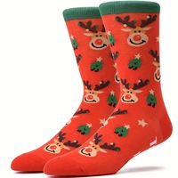 Chaussettes unisexes de Noël fantaisie à motif de bonhomme en pain d'épices, motif de biscuits et de rennes sur toute la surface, chaussettes festives