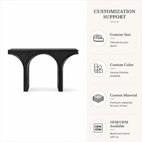 Meja Konsol Mewah Modern 52" dengan Lengkungan Ganda dari Kayu Solid, Warna Hitam Matte untuk Proyek Villa dan Hotel