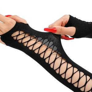 Directement du fabricant : <span class=keywords><strong>Gants</strong></span> <span class=keywords><strong>mi</strong></span>-<span class=keywords><strong>longs</strong></span> élastiques en maille ajourée croisée pour <span class=keywords><strong>femme</strong></span>, style vintage, pour fête et cosplay - Product Image 3
