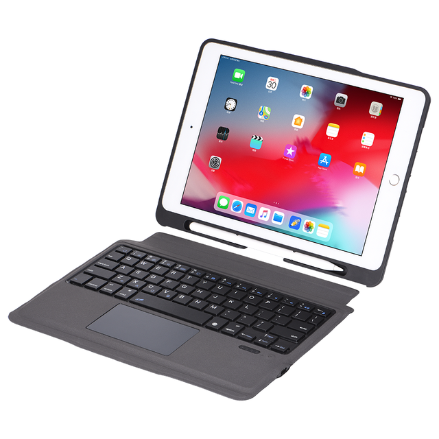 Leather Wireless Keyboard Case with Touch Pad for iPad 10.2-Lightweight Multiple Angle