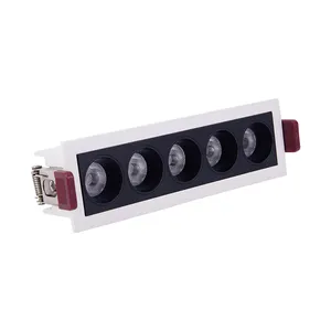 20W 30W Led Grille Spot Light Aluminum Black White Embedded Downlights Anti Glare Led Ceilling Lamp Recessed Linear Downlight