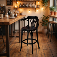 Chaise de bar moderne en bois massif avec dossier, pour usage domestique et commercial, idéale pour KTV, bar, salle à manger et salon, respectueuse de l'environnement