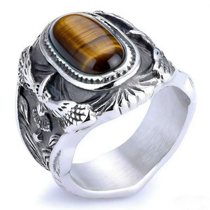 Anillos de Hombre de Moda al por Mayor, Personalizados, de Acero Inoxidable 316L, Chapados en Oro de 14k y 18k, con Turquesa, Estilo Vintage - Product Image 6