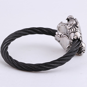 Pulsera con Cabeza de Leopardo de 6 mm, Acero de Titanio Ajustable, Joyería de Moda Unisex, Diseño Animal Negro, Estilo Urbano - Product Image 4