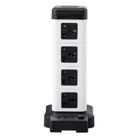 Multiprise universelle anti-surtension avec prises industrielles UK/US/EU, design vertical, charge sans fil, électrique