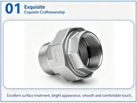 Raccord hexagonal en acier inoxydable avec filetage mâle-femelle NPT BSP pour la plomberie et les conduites industrielles
