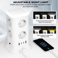 Multiprise tour de protection contre les surtensions en gros avec 2 ports USB-A, 2 ports USB-C, veilleuse, cordon d'extension de 5 m et 8 prises CA