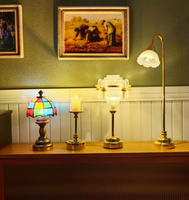 Lampe de bureau LED Art Déco miniature pour maison de poupée 1:12, lampe de table avec abat-jour en forme de parapluie, rentrée scolaire
