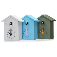 Jam Dinding Plastik Kuarsa NOXTIME Model 2165 Gaya Art Deco Modern Motif Burung Cuckoo dengan Jarum Penunjuk dan Pelat Tebal 15mm untuk Ruang Tamu