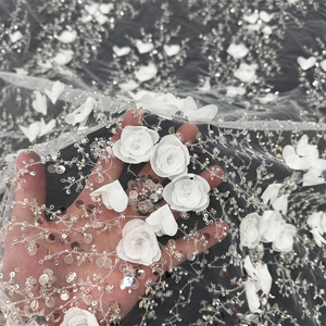 3D Bead sequin hoa ren lưới vải 100% polyester dệt cho giày & dệt may nhà - Product Image 3