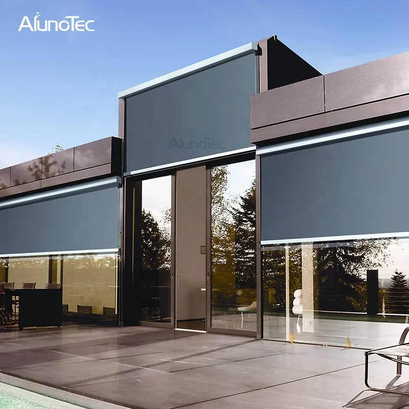 Алюминиевые роликовые оттенки AlunoTec, уличные непромокаемые моторизованные экраны на молнии