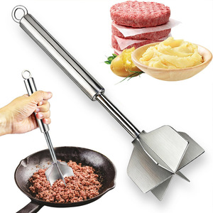304 Stainless Steel Meat Masher 6 Blade Burger <b>Chopper</b> Handheld Food Masher <b>for</b> Ground Beef Potatoes <b>Vegetables</b> - Product Image 1