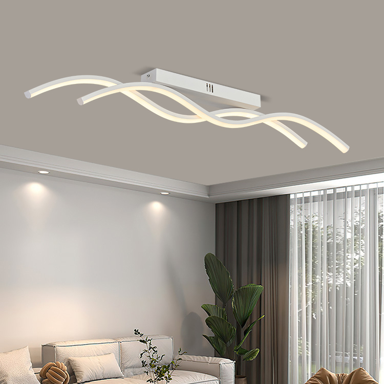 Modern Simple Design Streamlined Art Ceiling Lamp Two Waves Parallel LED Aluminum Ceiling Lights for Living Room