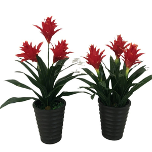 Decoración del hogar, 3 uds., plantas de flores rojas artificiales de plástico en maceta de imitación, accesorio de decoración del hogar duradero y elegante - Product Image 5