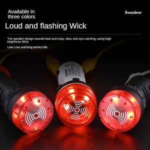 AD16-22DSM LED chỉ số ánh sáng 12V 24V 220V 380V chiếu sáng flash nhựa buzzer 22mm gắn lỗ đường kính 16mm cảnh báo báo động - Product Image 3