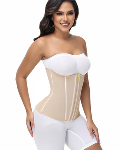 Women <strong>Strapless</strong> Waist Trainer Corset Zipper Hook Closure Tummy <strong>Control</strong> Hourglass <strong>Body</strong> <strong>Shaper</strong> for Postpartum Weight Loss Shaping - Product Image 3
