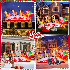 Trineo <span class=keywords><strong>de</strong></span> Santa Claus Personalizado <span class=keywords><strong>de</strong></span> Fábrica <span class=keywords><strong>de</strong></span> 10 Pies con 3 <span class=keywords><strong>Renos</strong></span>, <span class=keywords><strong>Adornos</strong></span> Inflables para Exterior para Regalo <span class=keywords><strong>de</strong></span> <span class=keywords><strong>Navidad</strong></span> y Decoración del Hogar - Product Image 5