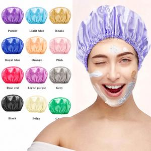 Nuevo Gorro de Ducha Elástico y Reutilizable para Mujer, de Satén, Doble Capa, Impermeable, con Aceite, Regalo Promocional, Cómodo - Product Image 1