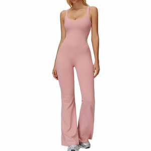 Tuta da Yoga spazzolata Cross-Back con Design a gamba larga leggermente svasata per <span class=keywords><strong>sport</strong></span> anti-sudore - Product Image 5