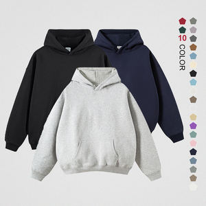 Biểu Tượng Tùy Chỉnh Thời Trang Nặng Màu Rắn Quá Khổ Lông Cừu Hoodies Không Có Dây Dày Nặng Đồng Bằng 350GSM Trống Áo - Product Image 1