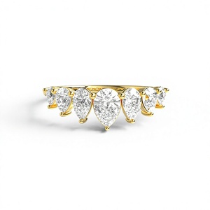 Luxury 18K 14K Gold Plated Graduated Pear Cut Lab Grown Diamond <b>Ring</b> Women's Tiara Curved <b>Stacking</b> Classic Engagement <b>Ring</b> - Product Image 1
