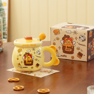 Regalo <span class=keywords><strong>de</strong></span> Cumpleaños y Boda Más Vendido, Taza <span class=keywords><strong>de</strong></span> Cerámica con Tapa <span class=keywords><strong>de</strong></span> Osito <span class=keywords><strong>de</strong></span> Miel Súper Tierno para Parejas para Beber Café - Product Image 6