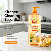 Liquide vaisselle citron gingembre 1,3 kg, qualité alimentaire, détergent de cuisine anti-graisse, vente en gros, OEM disponible