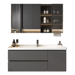 Ensemble de meubles de salle de bain modernes de luxe avec miroir intelligent, armoire étanche, finition laquée pour villa, hôtel et appartement - Product Image 6