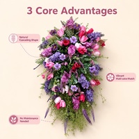 Karangan Bunga Tulip Ungu Musim Semi, Tulip Lilac, Hyacinth, Hydrangea, Karangan Bunga Dekoratif, Hiasan Bunga Musim Semi Berwarna-warni, Dekorasi Rumah
