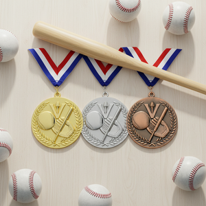 Médaille de baseball personnalisée Or Argent Bronze avec ruban, récompense 3D en relief, prix de tournoi de softball personnalisé pour les <span class=keywords><strong>champions</strong></span> - Product Image 2