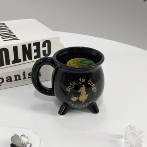 Taza de Halloween de bruja de cerámica SYL, diseño de dibujos animados, Festival fantasma, <span class=keywords><strong>cuchara</strong></span> de escoba mágica, taza de café caliente segura para microondas - Product Image 1